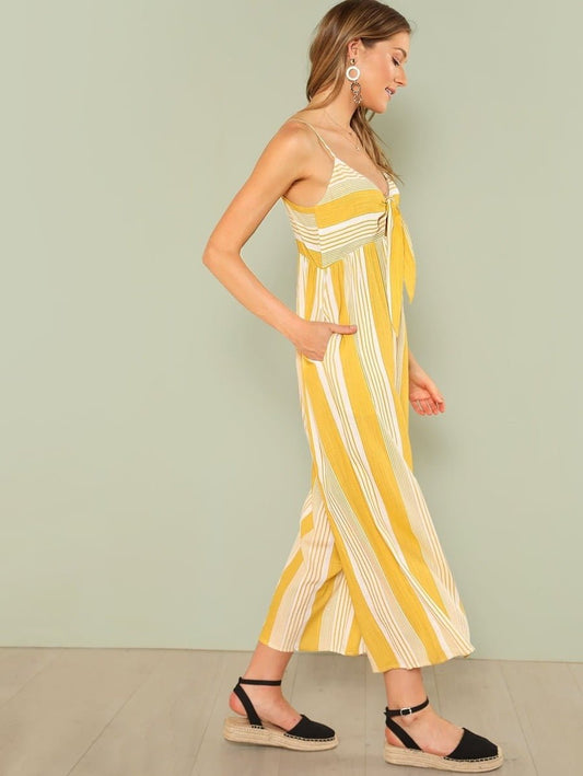Palazzo Leg Striped Cami Jumpsuit Periwinkley Shop