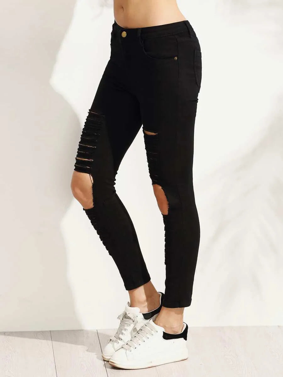 Distressed Skinny Ankle Jeans Periwinkley Shop