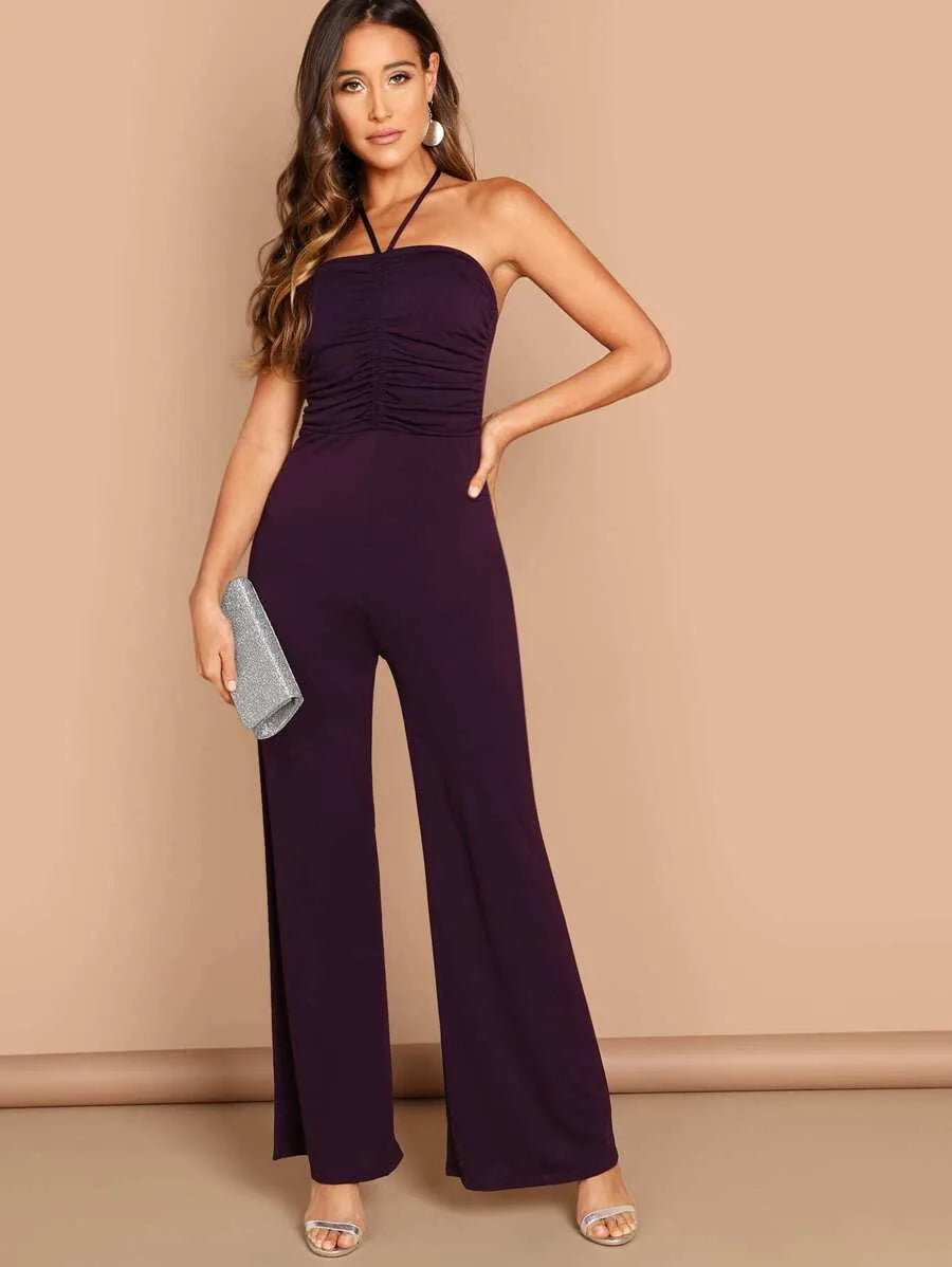 Ruched detail halter jumpsuit Periwinkley Shop