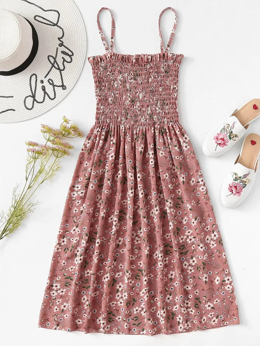 Floral print pleated cami dress Periwinkley Shop