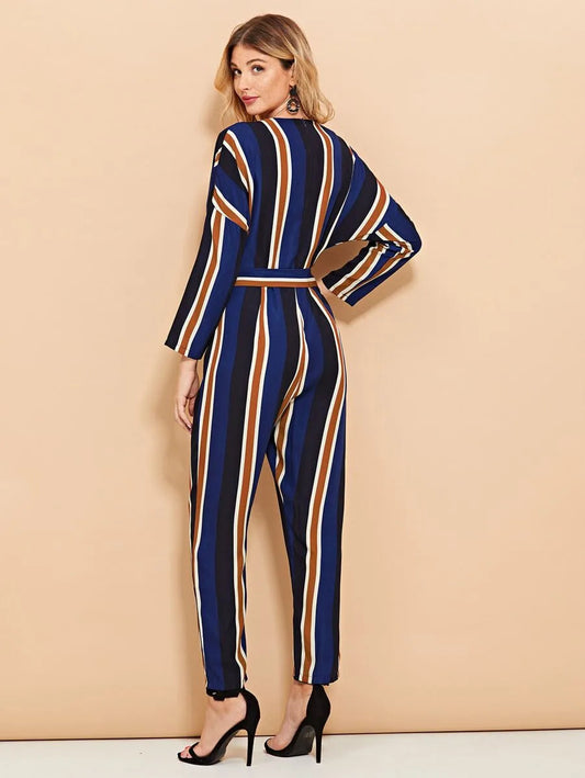 Wrap Self Tie Waist Jumpsuit Periwinkley Shop
