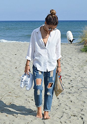 Distressed Boyfriend Ankle Jeans