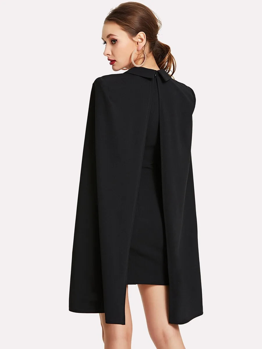 Surplice Front Shawl Collar Cape Dress Periwinkley Shop