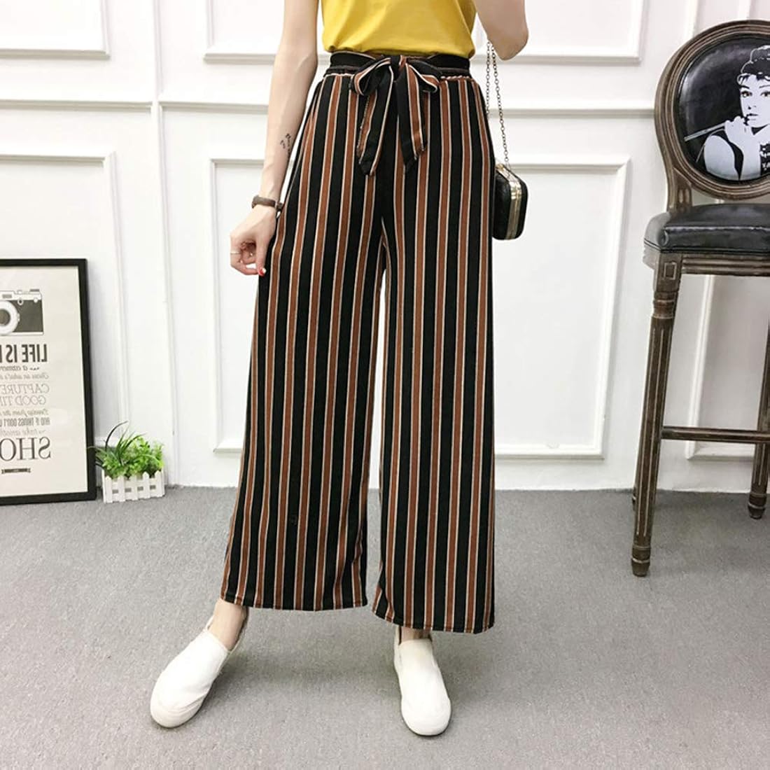 Striped Wide Leg Trousers
