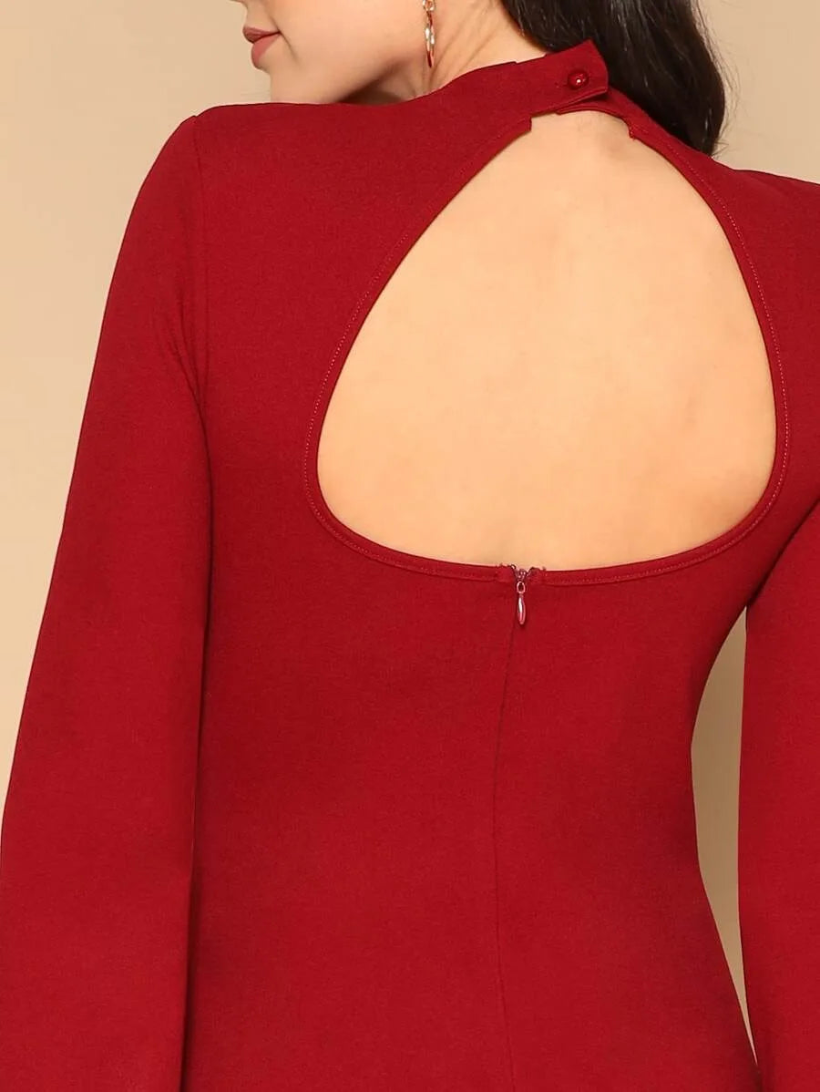 Split Bell Sleeve Open Back Bodycon Dress Periwinkley Shop