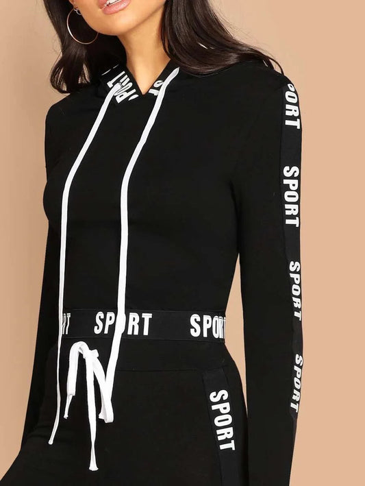 Letter Print Crop Tee & Pants Set Periwinkley Shop