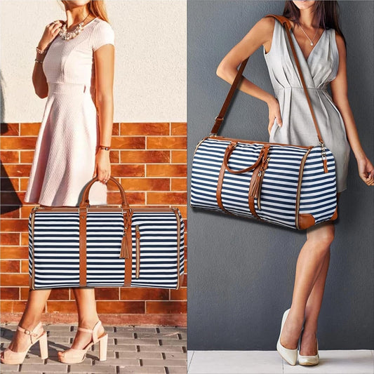 minimalist duffel bag double handle - Striped Periwinkley Shop