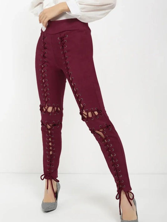 All Set For Afterhour Wine Red Trousers Periwinkley Shop