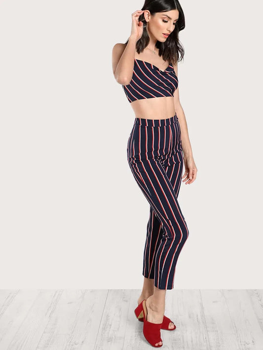 Striped Bustier Cami Top & Trousers Co-Ord Periwinkley Shop