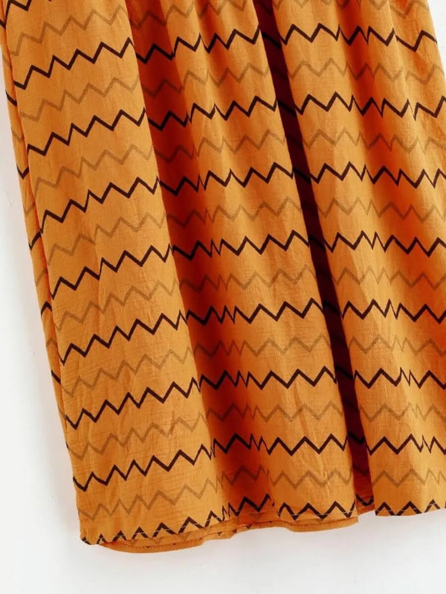 Striped v fluted sleeve dress Periwinkley Shop