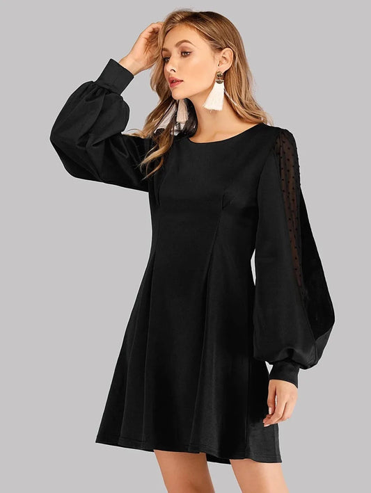 Bishop Sleeve Solid Dress Periwinkley Shop