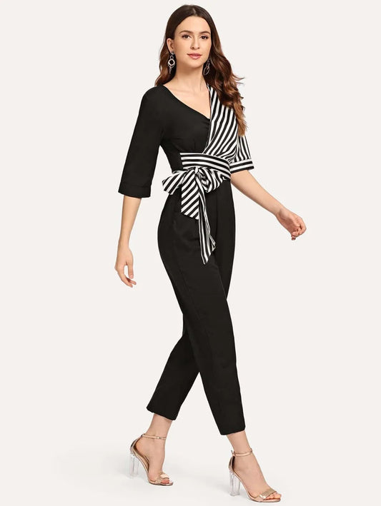 Surplice front knot decorations jumpsuit Periwinkley Shop