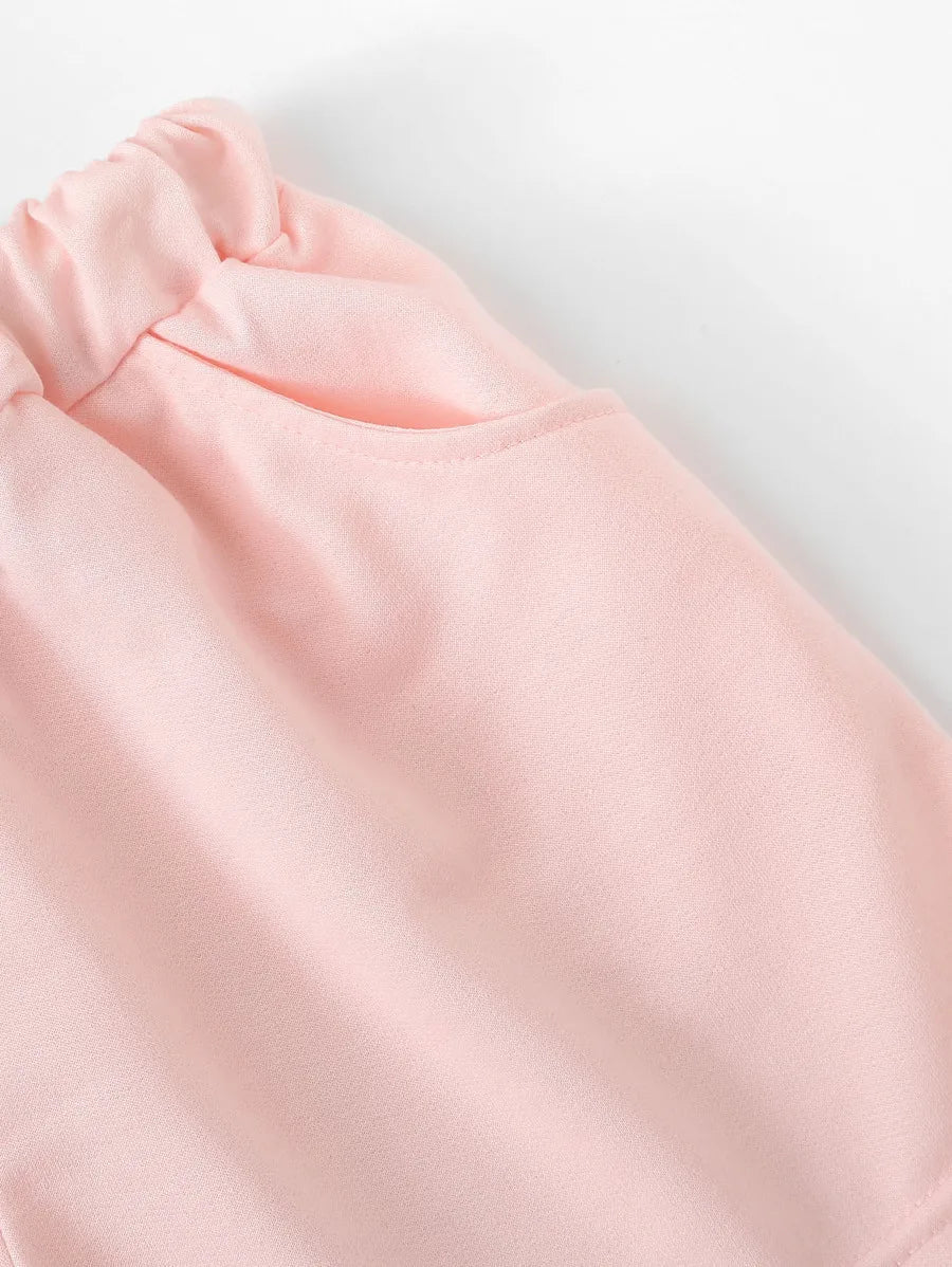 Drop Shoulder Slogan Print Top With Shorts Periwinkley Shop