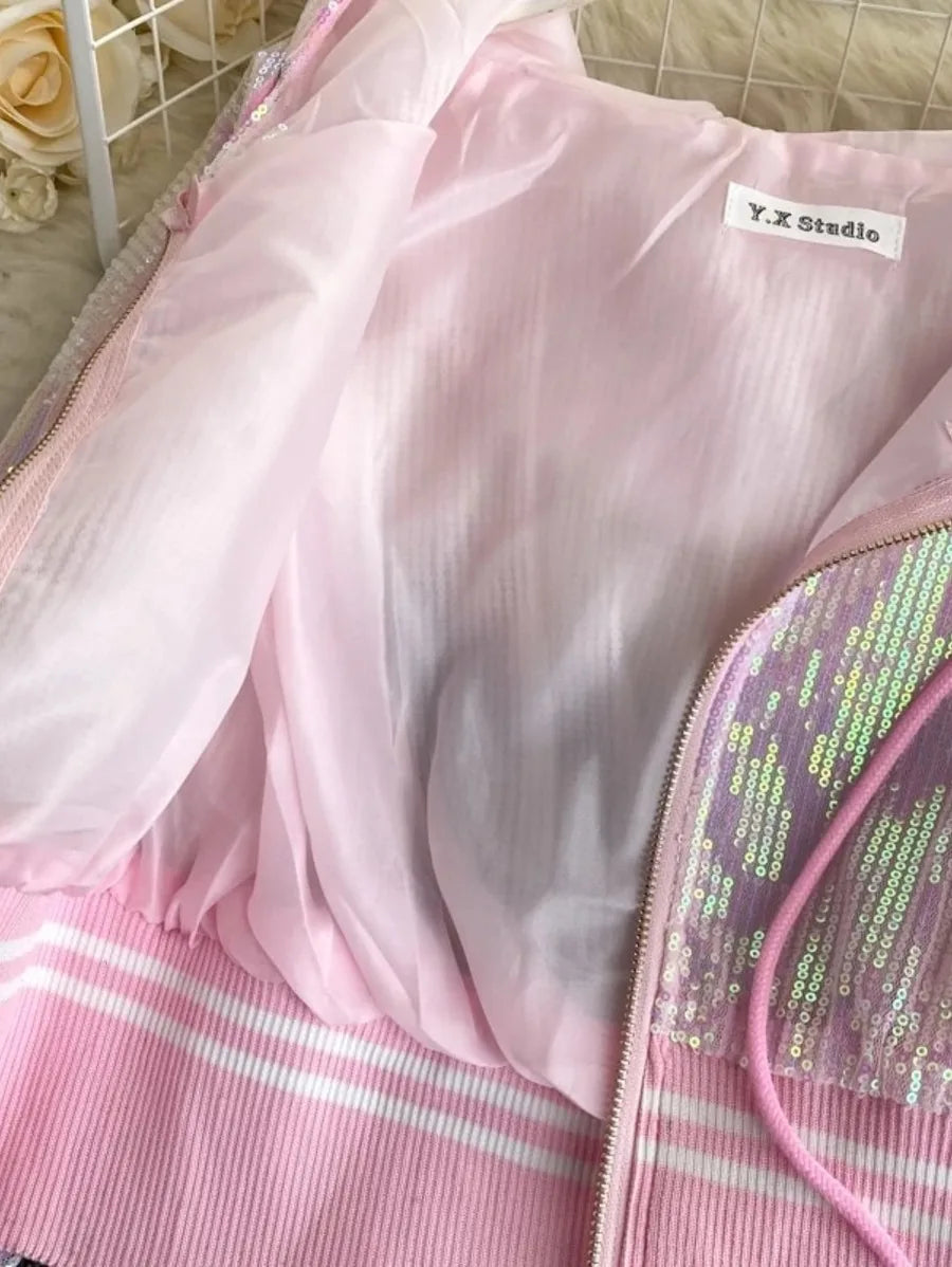 Bling Bling Sequined Short Design Summer Jacket Periwinkley Shop