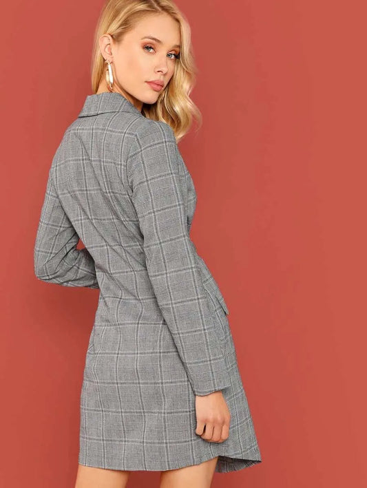 Glen plaid overall blazer dress Periwinkley Shop