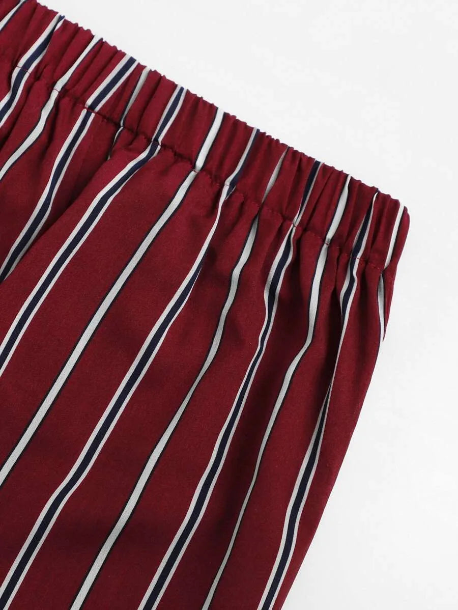 Knot Back Striped Cami Top With Pants Periwinkley Shop