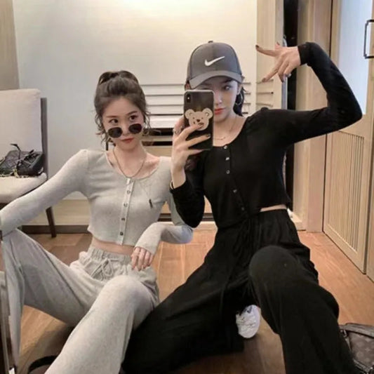 Short top and high waist pants set Periwinkley Shop