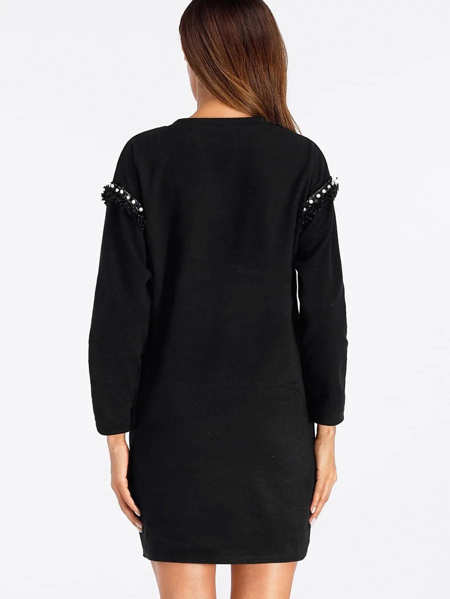 Faux Pearl Detail Dress Periwinkley Shop