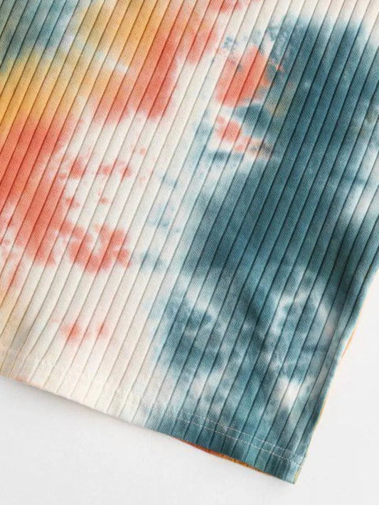 Half Zip Tie Dye Wide Rib Bodycon Dress Periwinkley Shop