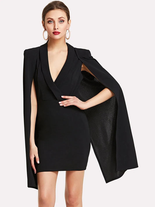 Surplice Front Shawl Collar Cape Dress Periwinkley Shop
