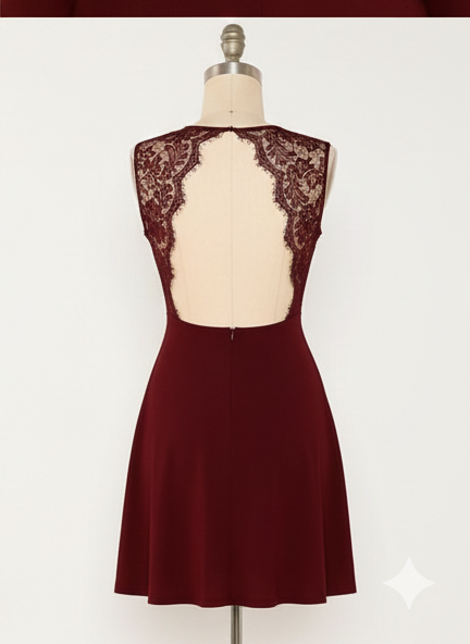 Eyelash Lace Open Back Skater Dress