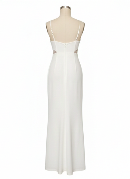 Lace back cami prom dress