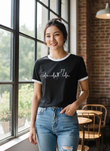 Animal print ringer crop tee