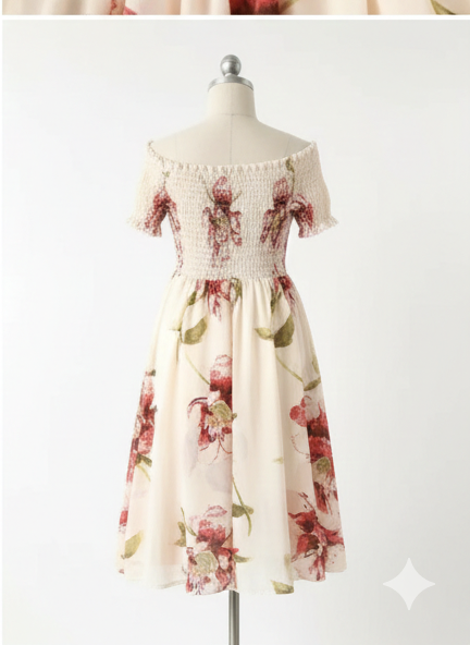 Off Shoulder Pleated Tie Neck Dress