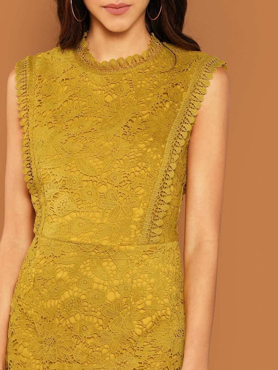 Guipure Lace Overlay Bodycon Dress Periwinkley Shop