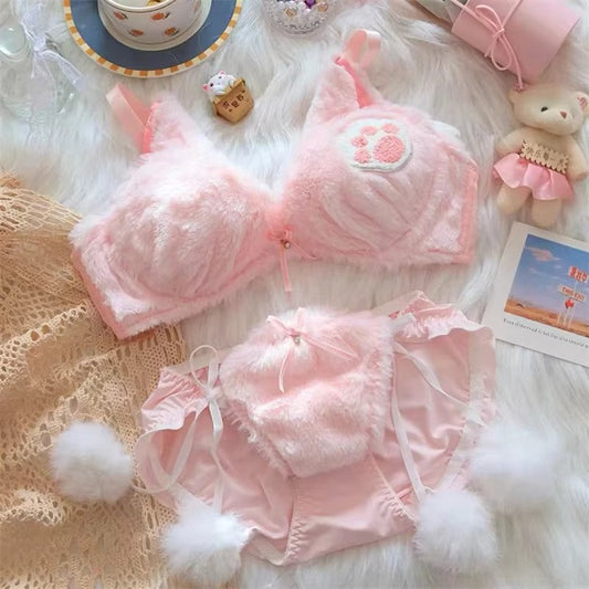 plush Cat Paw Lingerie Set - Pink Periwinkley Shop