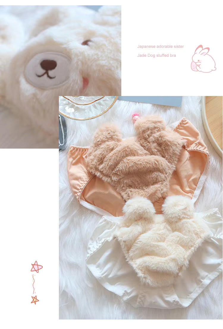 Fuzzy Teddy Lingerie Set - Light Brown Periwinkley Shop