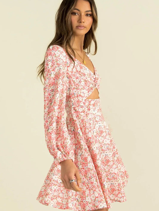 pretty floral printed pink dress Periwinkley Shop
