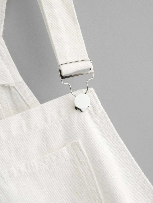 pocket front ripped denim overall Periwinkley Shop