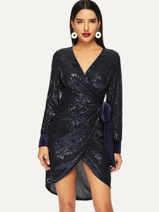 surplice wrap sequin dress Periwinkley Shop