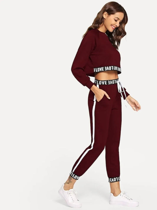 letter taped top with pants Periwinkley Shop
