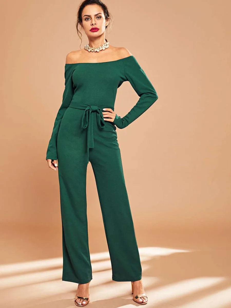 Off Shoulder Solid Tailored Jumpsuit Periwinkley Shop