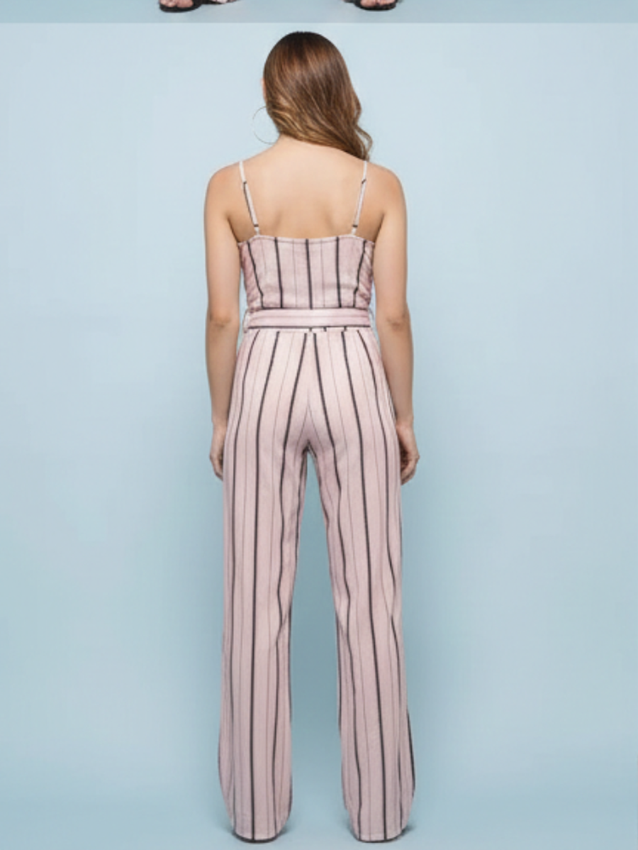 Pink striped cami jumpsuit