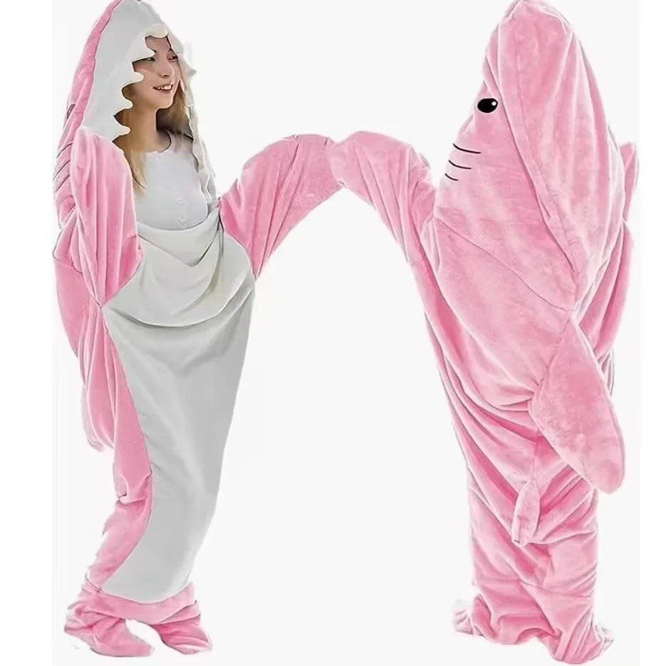 Cartoon Shark Blanket Hoodie -Pink Periwinkley Shop