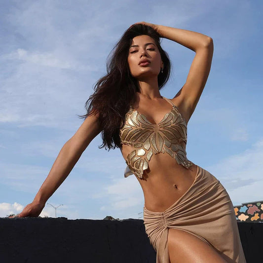 Rihanna Hot Girl Brown Butterfly Top Periwinkley Shop