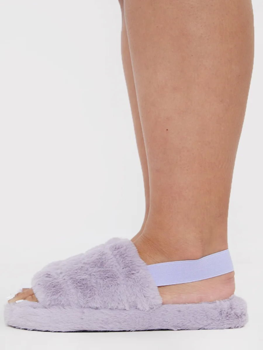 Lilac Faux Fur Slider Slippers Periwinkley Shop