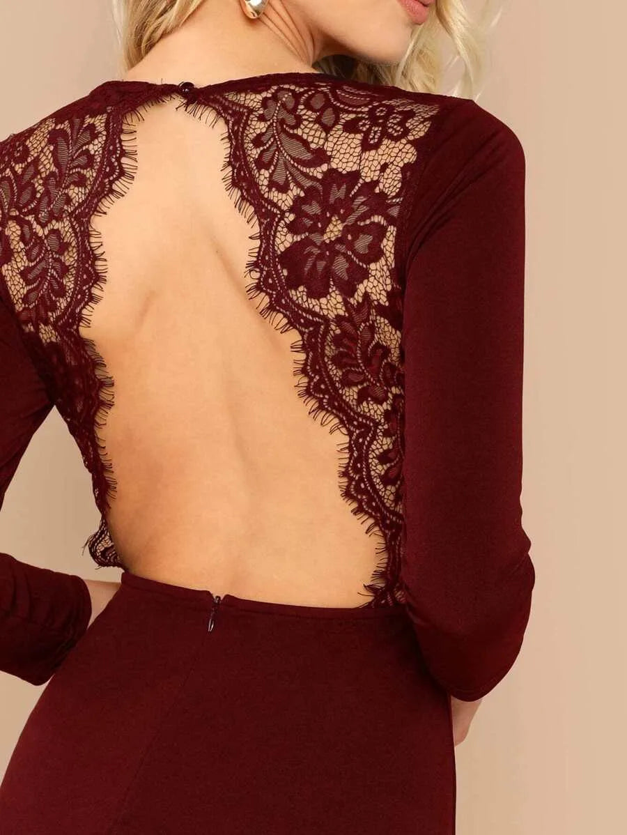 Eyelash Lace Open Back Skater Dress Periwinkley Shop