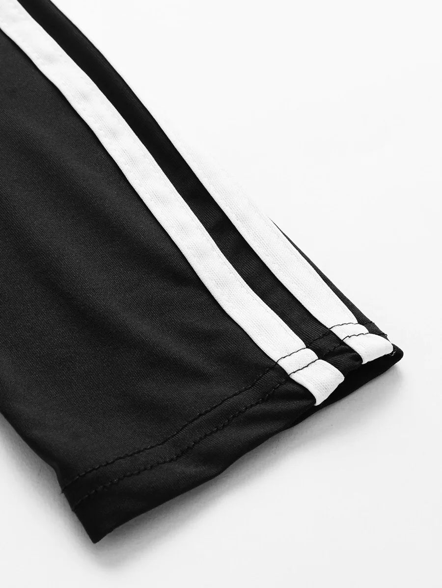 Contrast Striped Tape Side Top With Pants Periwinkley Shop