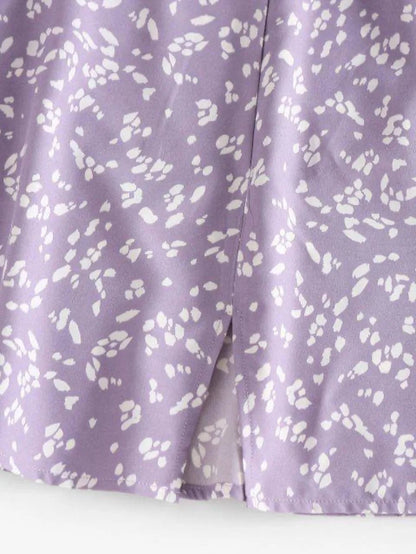 Ditsy Print Tied Shoulder Cami Slit Dress Periwinkley Shop