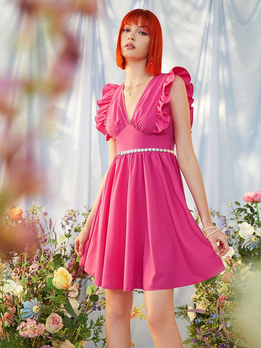 Ruffle A-Line Dress Periwinkley Shop