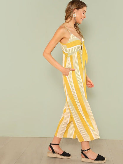 Palazzo Leg Striped Cami Jumpsuit Periwinkley Shop