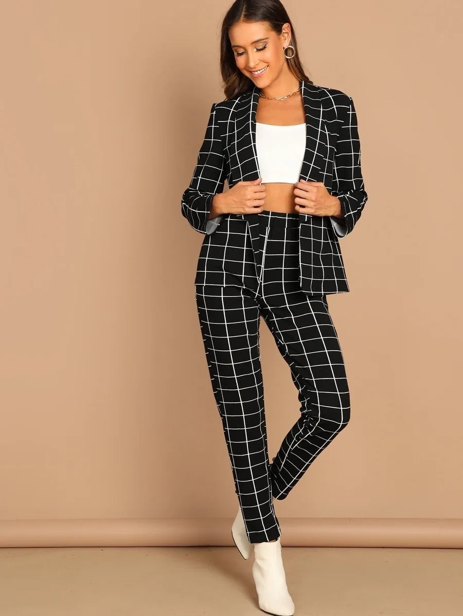 Grid blazer and pant set Periwinkley Shop