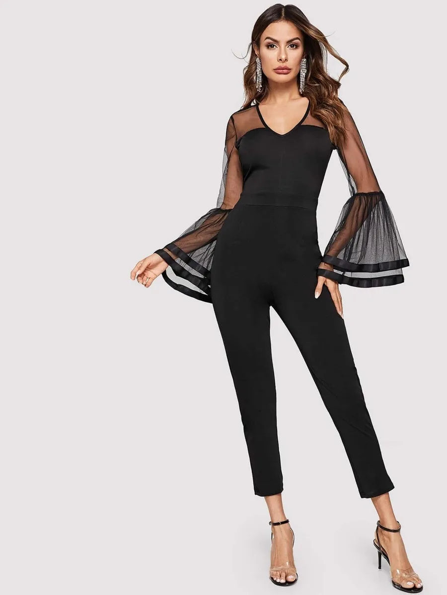 Contrast  Flounce Sleeve Jumpsuit Periwinkley Shop
