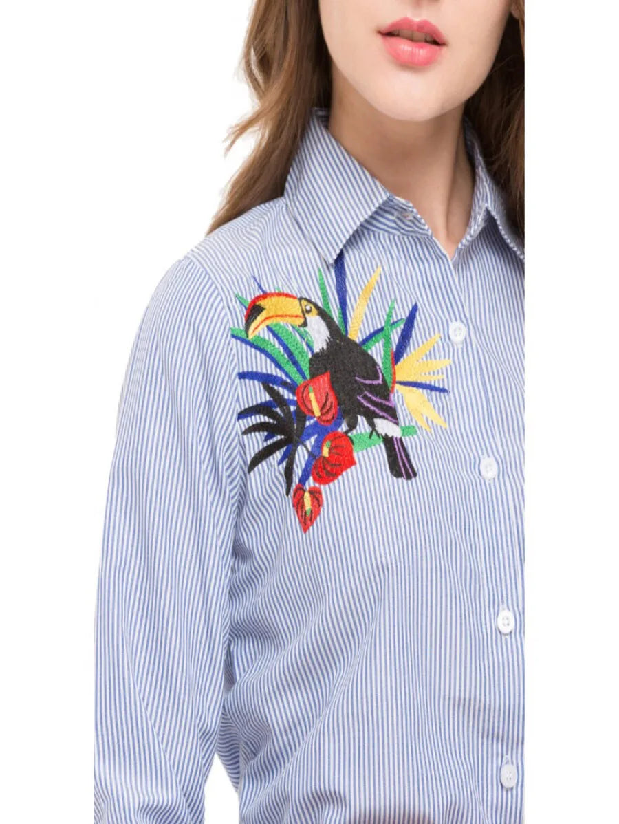 Embroidered pin stripe set Periwinkley Shop