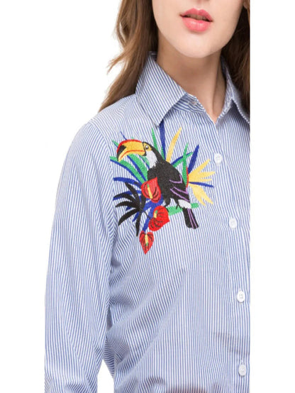 Embroidered pin stripe set Periwinkley Shop