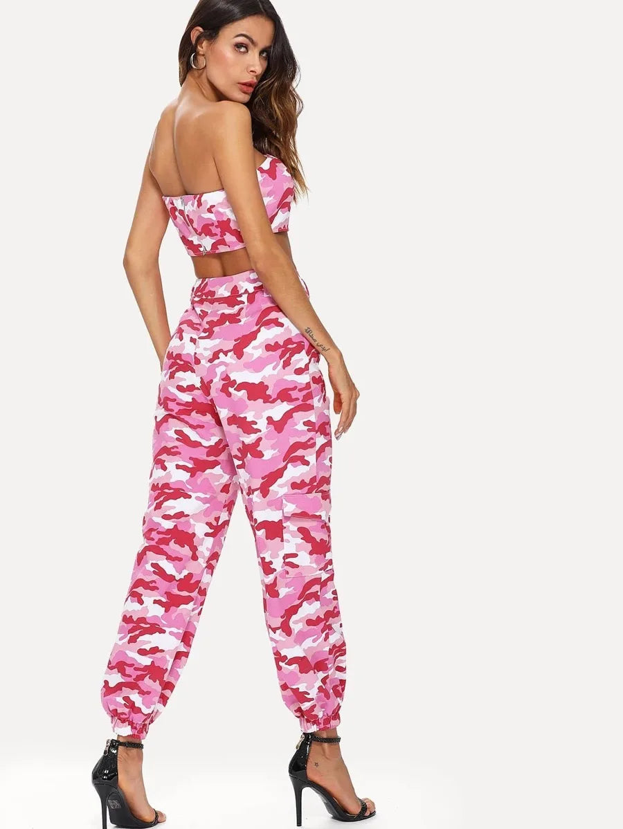 Camouflage Bandeau Top & Pants Co-Ord Periwinkley Shop